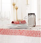 Nappe coton jacquard enduite Mosaïc rubis zoom
