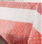 Nappe coton jacquard enduite Mosaïc rubis zoom