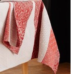 Nappe coton jacquard enduite Mosaïc rubis zoom