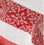 Nappe coton jacquard enduite Mosaïc rubis zoom