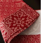 Nappe coton jacquard enduite Mosaïc rubis zoom