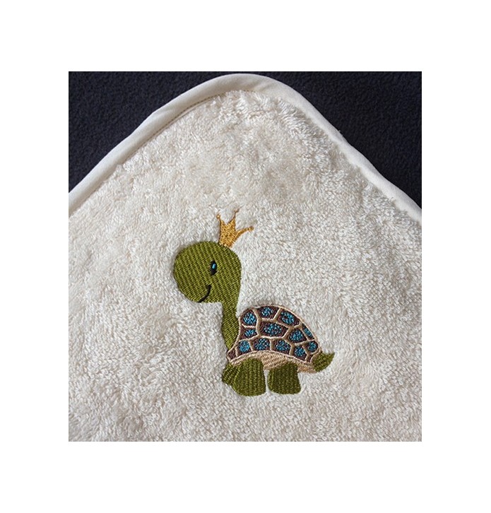 Cape de bain coton bio brodée Tortue zoom