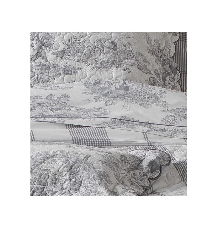 Drap percale de coton Pastorale argent zoom