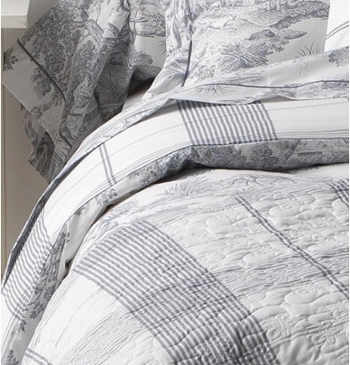 Housse de couette percale de coton Pastorale argent zoom