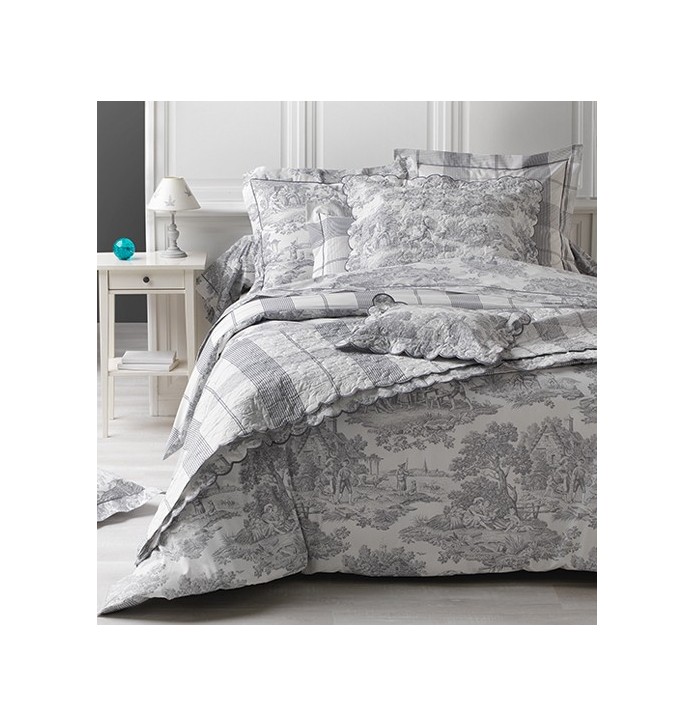Taie d'oreiller percale de coton Pastorale argent