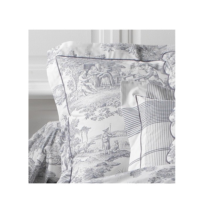 Taie d'oreiller percale Pastorale argent Aude de Balmy