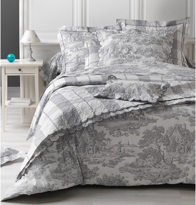 Taie de traversin percale Pastorale argent Aude de Balmy