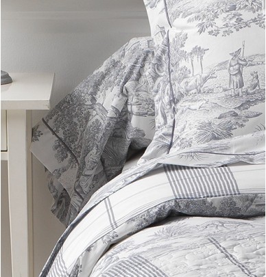 Parure de lit percale de coton Pastorale argent