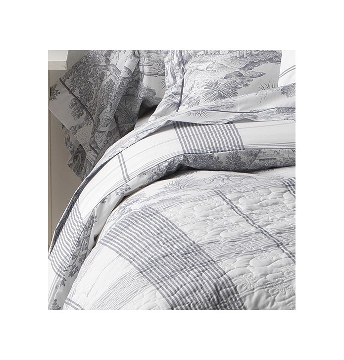Parure de lit percale de coton Pastorale argent