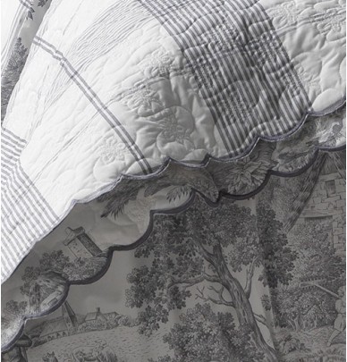Boutis percale de coton Pastorale argent La maison de Balmy