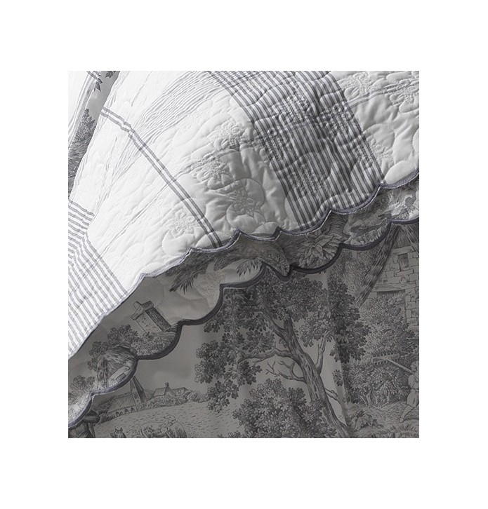Boutis percale de coton Pastorale argent zoom
