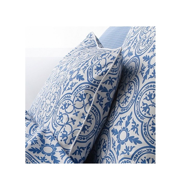 Taie d'oreiller percale de coton Athéna - motifs carreaux de ciment