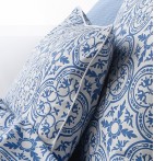 Taie d'oreiller percale de coton Athéna - motifs carreaux de ciment