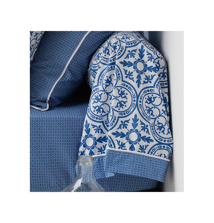 Taie de traversin percale Athéna - motifs carreaux de ciment Aude de Balmy