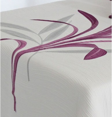 Couvre-lit tissé jacquard réversible Lynette violet zoom face