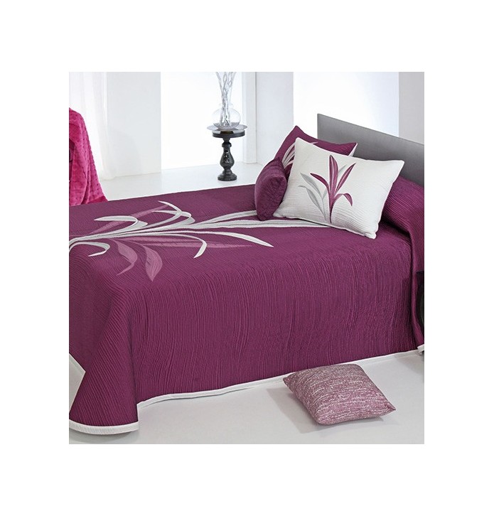 Couvre-lit tissé jacquard réversible Lynette violet - revers