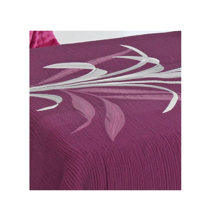 Couvre-lit tissé jacquard réversible Lynette violet - revers zoom