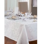 Nappe damassée enduite Madigan blanc