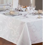 Nappe damassée enduite Madigan blanc Calitex