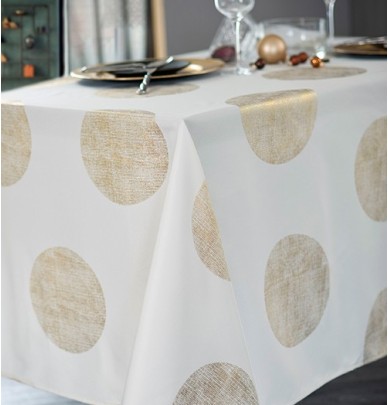 Nappe polyester Amaro ivoire/or