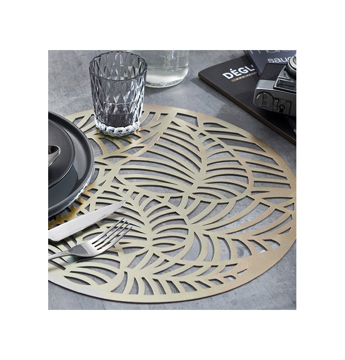 Lot de sets de table Feuillage or Calitex