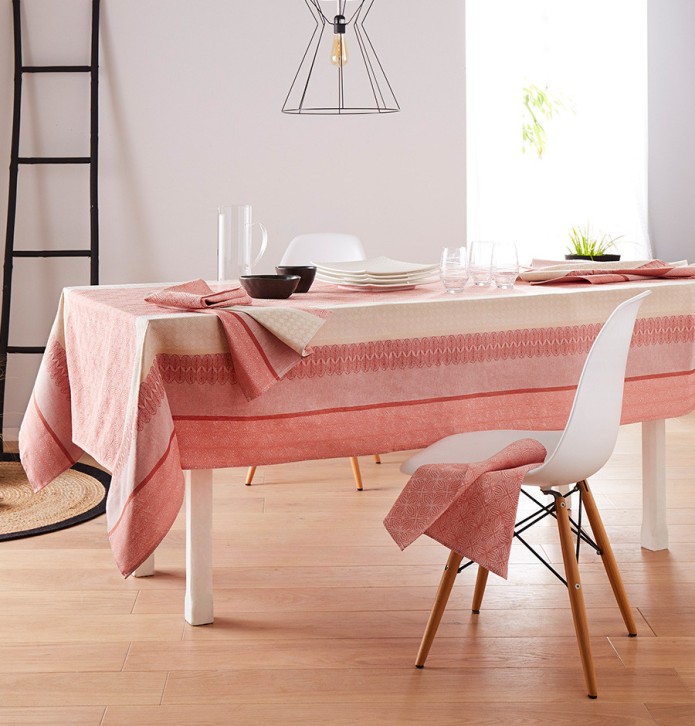 Nappe jacquard enduite Charleston corail Tradilinge Nappe jacquard enduite Charleston corail Tradilinge
