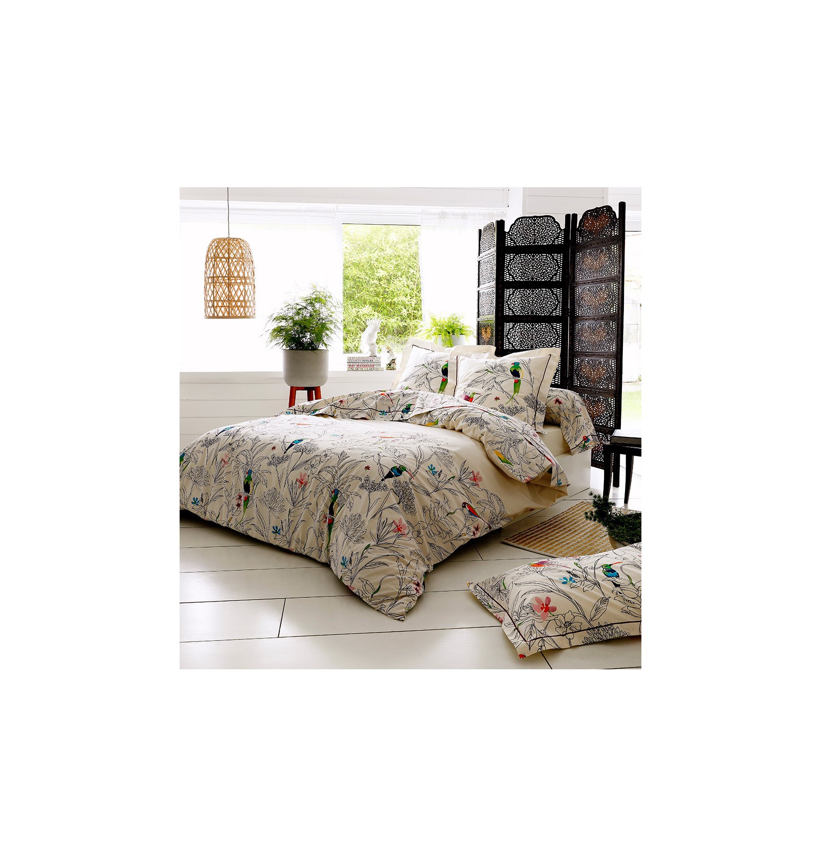 COTTON ARTean Housse De Couette Réversible Salinas – 150cm, Gris/Blanc | Microfibre Hypoallergénique | 2 Taies
