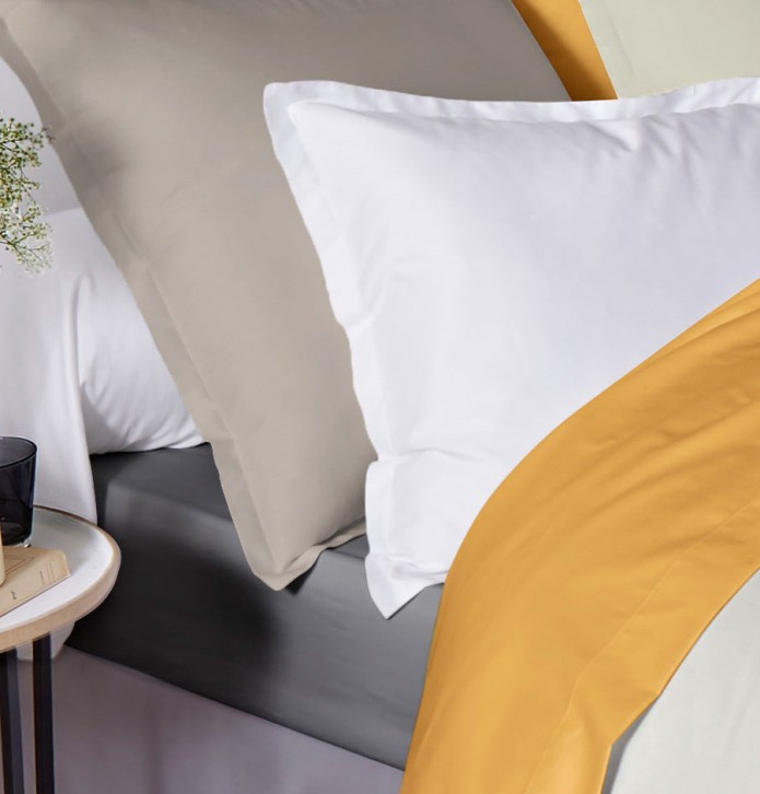 Taie de traversin satin unie Tradilinge - Blancollection