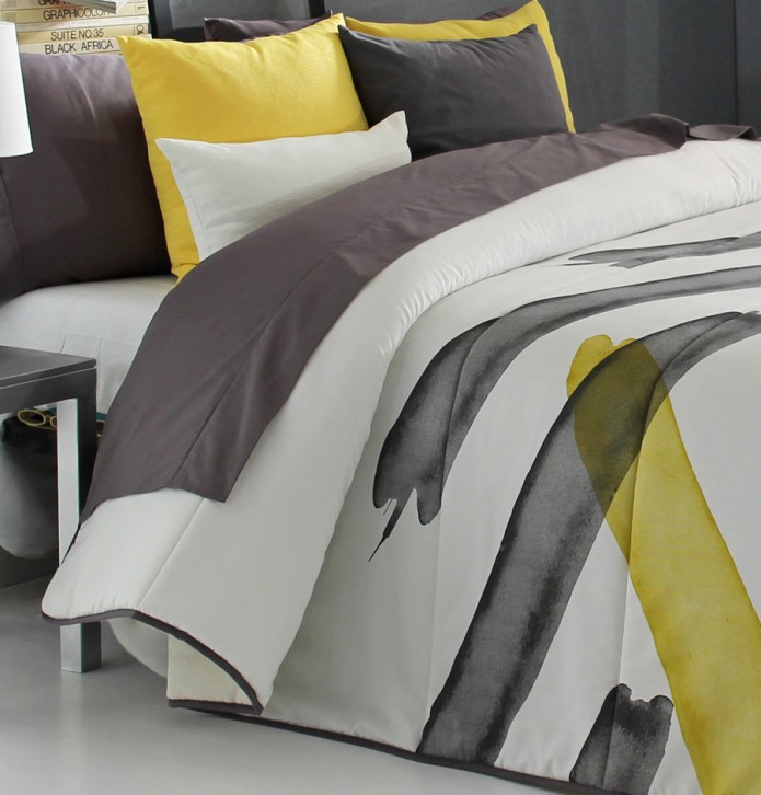 Couvre-lit matelassé Aren jaune zoom