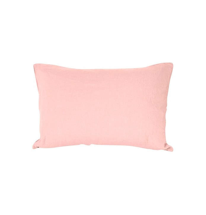 Taie d'oreiller lin lavé Sonate rose rectangle