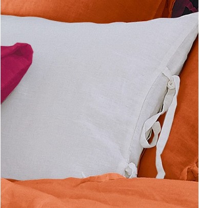 Taie d'oreiller en lin blanche Sylvie Thiriez