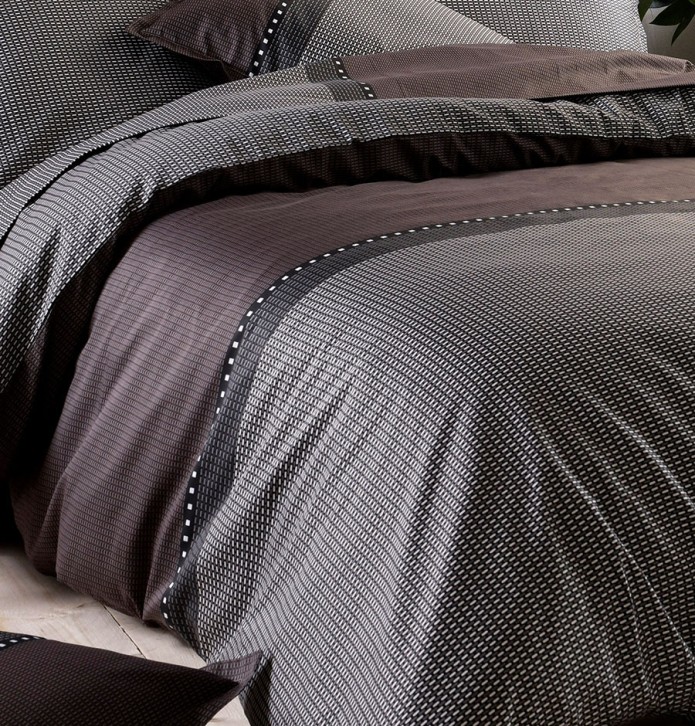 Parure de lit satin Enzo noir Tradilinge - Blancollection