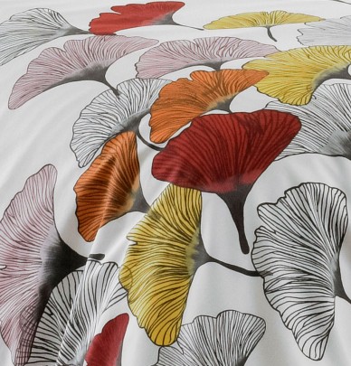Parure de lit percale Ginkgo rose Tradilinge
