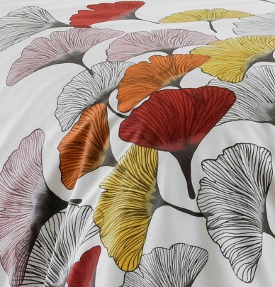 Parure de lit 140x200 cm Percale pur coton GINKGO Rose