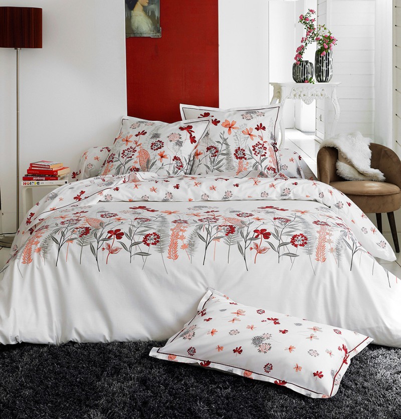 Housse de couette percale petite folie rouge 140x200cm - tradilinge