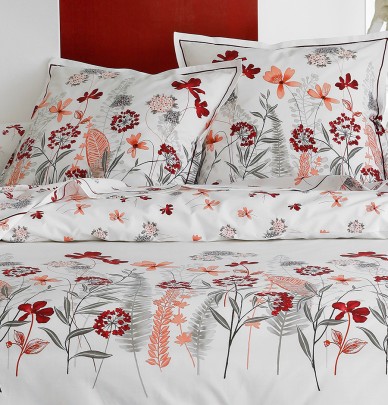 Taie d'oreiller percale Petite Folie rouge Tradilinge