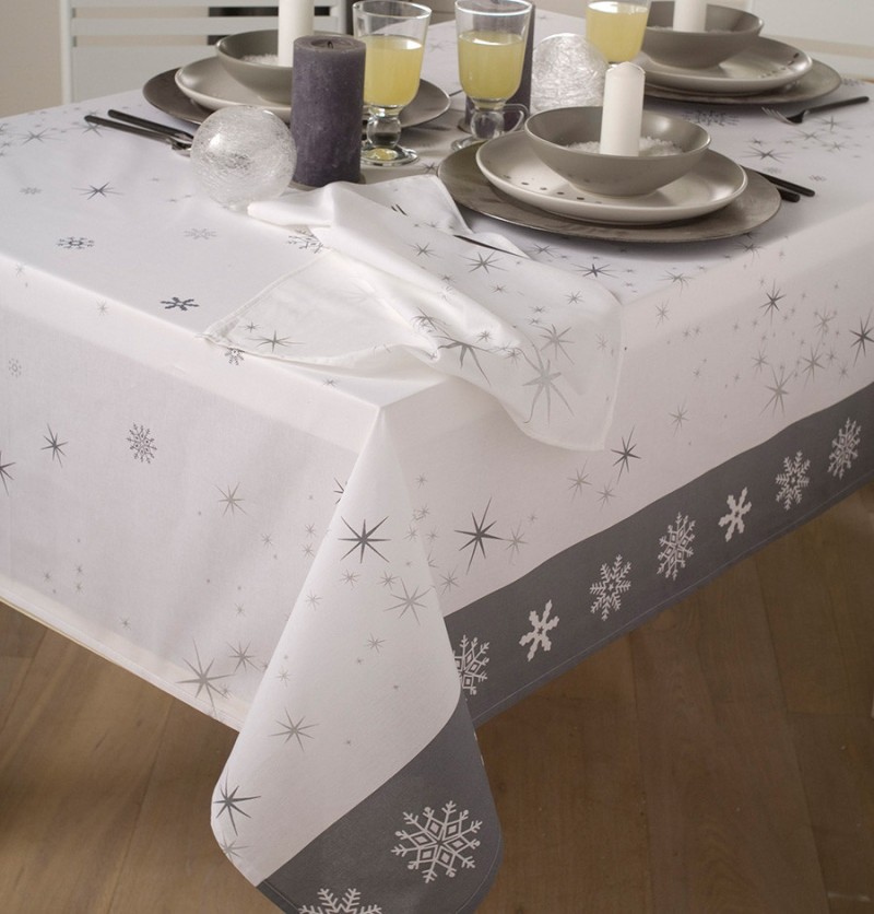 Nappe polyester rain star blanc rect. 150x350cm - calitex