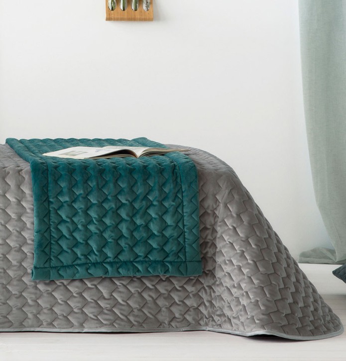 Boutis velours Naroa gris perle Antilo - Blancollection