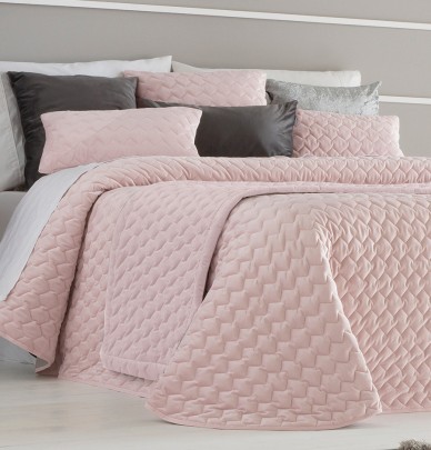 Chemin de lit velours Naroa rose Antilo