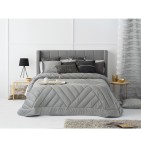 Boutis velours matelassé Dual gris perle Antilo - Blancollection