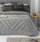 Boutis velours matelassé Dual gris perle Antilo - Blancollection