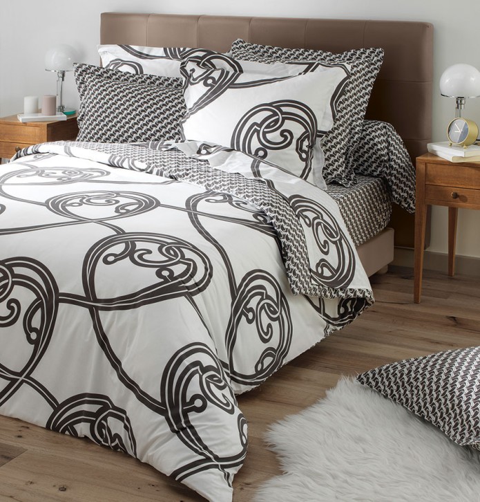 Taie de traversin Arabesque moka La maison de Balmy - Blancollection