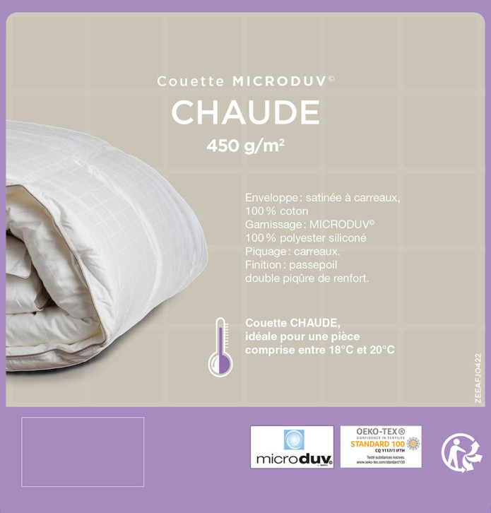 Couette Fjord Microduv 450g/m2 chaude - Blancollection