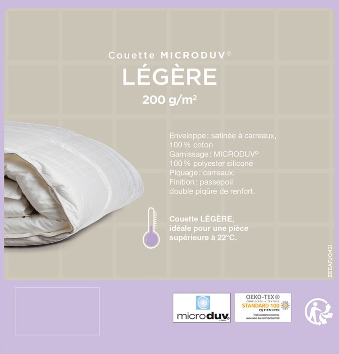 Couette Fjord Microduv légère 200g/m2 Lestra - Blancollection