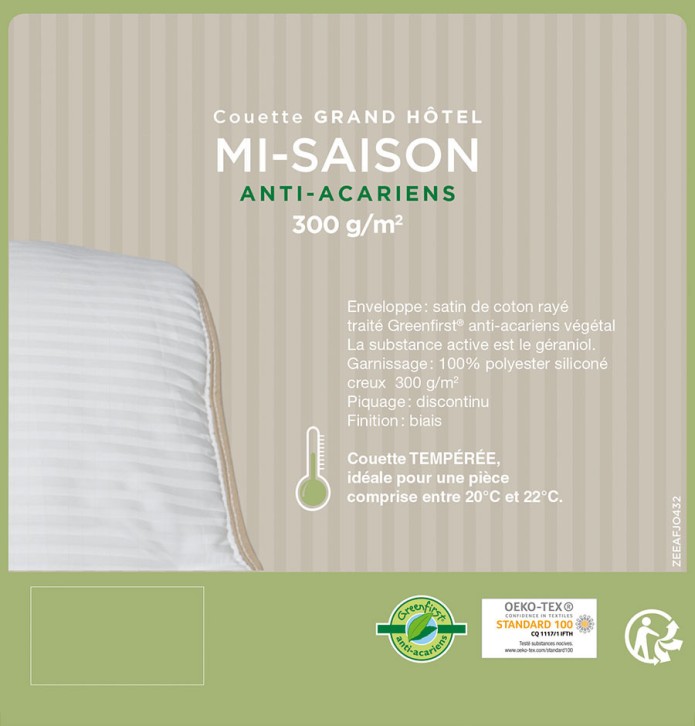 Couette Fjord mi-saison anti-acariens 300g/m2 - Blancollection