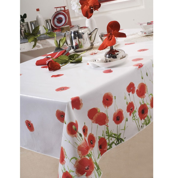 Nappe toile cirée Red Poppy Calitex - Blancollection