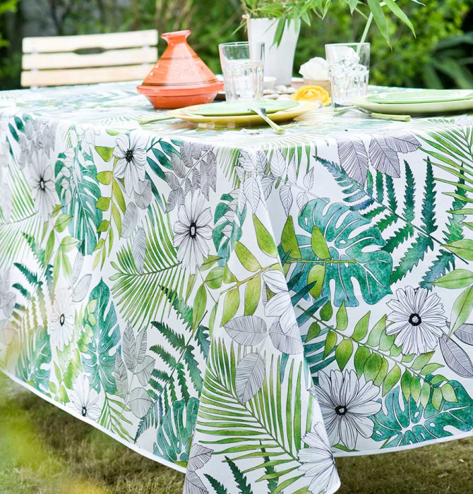 Nappe toile cirée Chlorophylle Calitex Blancollection