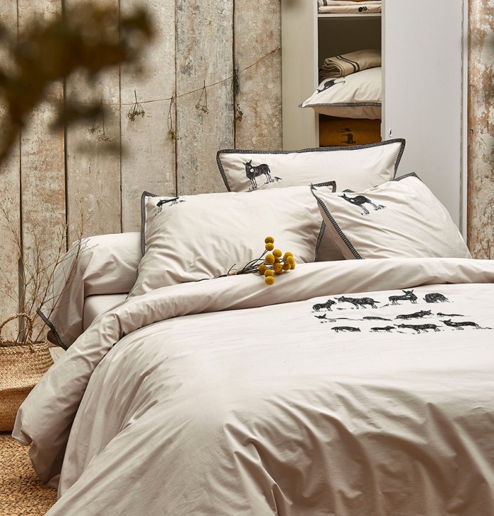 Taie de traversin percale Arsène Sylvie Thiriez  - Blancollection