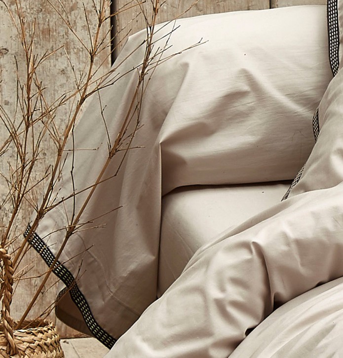 Parure de lit percale Arsène Sylvie Thiriez - Blancollection