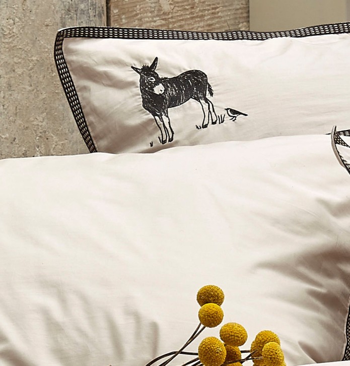 Parure de lit percale Arsène Sylvie Thiriez - Blancollection